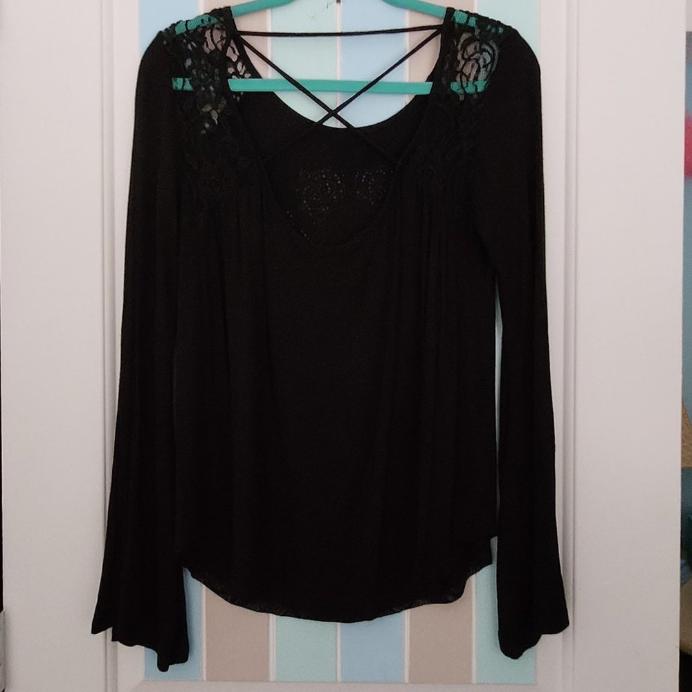 Harley Davidson Women's Long Sleeve Black Lace Top Size M - Picture 4 of 8